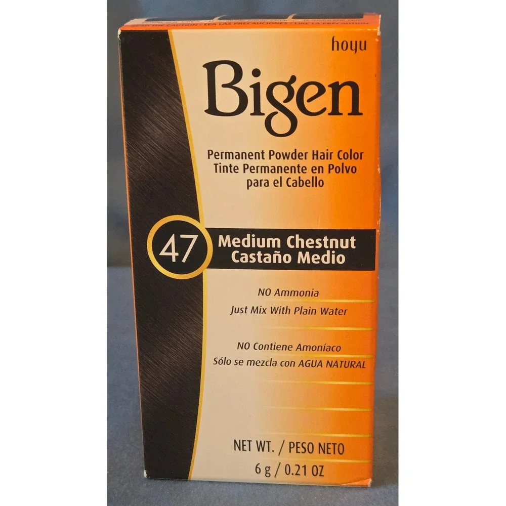 Bigen Permanent Powder Hair Color 47 Medium Chestnut Ammonia Free 0.21oz Hoyu